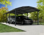 Palram - Canopia Arcadia 12' x 28' Carport, Heavy Duty 6' Clearance Metal Car Port, Weather-Protected Aluminum Frame, Polycarbonate Roof DIY Car, Truck, RV Storage, 10-Year Warranty, Gray - Image 2
