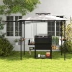Tangkula 11x5 FT Grill Gazebo with Side Awning, 2-Tier Barbecue Gazebo with 2 Shelves, 12 Hanging Hooks, Bottle Opener, Outdoor Grill Canopy for Backyard Garden Poolside (Grey) - Image 9