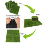 XLX TURF Outdoor Artificial Grass Tiles Interlocking Turf Squares 9 Pack, 12"x12" Fake Grass Mat for Balcony Patio Deck Flooring Decor, Pets Dog Pee Pad, Self-draining 8 Buckle System - Image 8