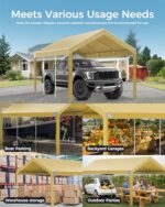 10x20 FT Heavy Duty Carport Replacement Canopy Cover, Durable Waterproof Tarp Shelter Top for Car, Garage, or Outdoor Use, Beige Color with Ball Bungees for Secure Fit - Image 6