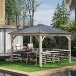 YMGSCC 11' x 11' Outdoor Barbecue Gazebo Awning with bar Metal Acrylic Combination roof, Solid Wood Frame Gazebo - Image 2