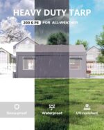 Hipicute 20'x10'x11' Heavy-Duty Portable Garage with Canopy, Front and Back Doors, Roll-Up Windows, Carport Shelter Reinforced Structure for Cars, Trucks, Boats, and Parties - Gray - Image 4