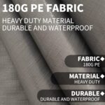 Carport Replacement Canopy, Replacement Top Cover for 10' x 20' Carport Frame, 180G PE Fabric Waterproof & UV Protected Tarp with Ball Bungees, Grey (Only Top Cover, Frame is not Included) - Image 5