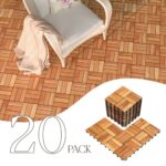 TimberWave Pack of 20 Patio Deck Tiles, Solid Acacia Wood Floor Tiles, Outdoor Interlocking Waterproof All Weather (12"x12" - 12 Slat, Golden Teak) - Image 3