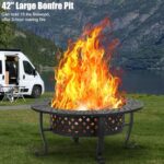 Panovue 42 Inch Fire Pit with 2 BBQ Grills, Wood Burning Fire Pits for Outside with Lid & Fire Poker, BBQ& Outdoor Firepit & Round Metal Table 3 in 1 for Patio, Picnic, Party - Image 6