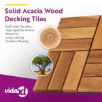vidaXL Decking Tiles 10 Pieces – Easy to Assemble Interlocking Acacia Wood Outdoor Floor Panels for Patio, Balcony, Walkway, Backyard, Garden, Porch, Gazebo, DIY Deck Covering – Brown, 11.8"x11.8" - Image 3