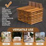 Majestick Goods Interlocking Deck Tiles 12"x8" Herringbone 6 Sq Ft - Acacia Wood Patio Tiles for Outdoor Flooring, Porch & Balcony - Non-Slip Wooden Tile Pavers - Easy to Install, 8 Tiles, 2 Edges - Image 9