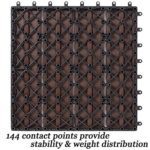Sunnygalde 12"x12" Wood Plastic Interlocking Flooring Tiles 4-Slats Straight Pattern Interlocking Deck Tiles for Patio,Balcony, Porch, Backyard（6 PCS） - Image 4