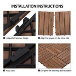 Yaheetech 12 x 12'' Patio Deck Tiles Interlocking Wood Floor Tiles Indoor & Outdoor for Patio Garden Deck Poolside Pack of 11 Tiles Brown - Image 4