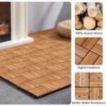 Yaheetech 108pcs Hardwood Interlocking Patio Deck Tiles Acacia Waterproof Wood Flooring Tiles for Patio Garden Poolside, 12'' x12'' Indoor Outdoor Use All Weather - Image 4