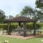 YMGSCC 10' X 12' Outdoor Hardtop Gazebo with Aluminum Frame, Metal Roof Gazebo Canopy with Curtains and Netting - Image 2
