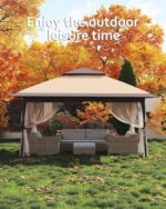 Garveelife Pop Up Gazebo 12x12, Canopy Tent with Mosquito Netting, One Push Setup for Backyard Patio Garden with 4 Sand Bags- Khaki - Image 7