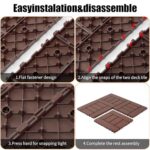 Plastic Interlocking Deck Tiles (44 PCs), 12x12 Inches Waterproof Outdoor Patio Flooring, Easy Snap Balcony Floor Tiles for Garden, Poolside, Backyard, Pathway, Indoor Use, H Pattern, Red Brown - Image 4