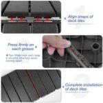 MYFAMIREA 36 Pcs Plastic Interlocking Deck Tiles 12" x 12" Patio Floor Decking Tiles Indoor Outdoor Waterproof Non-Slip Flooring Tiles All Weather Use for Balcony Backyard Porch Poolside, Dark Grey - Image 5