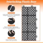 12 PCS Interlocking Deck Tiles 12" x 12", Non-Slip Drainage Plastic Flooring Tiles for Bathroom, Balcony, Poolside, Waterproof Indoor&Outdoor Garage Flooring, All Weather Use, Rosette Pattern, Black - Image 4