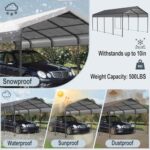 12x20 FT Heavy Duty Carports, Outdoor Car Tent Garage with Galvanized Steel Roof and Frame, Weather-Resistant Steel Car Shelter Canopy, Expanding Garage Space for Backyard, Patio,Grey - Image 4