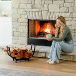 FireProof Pros Firewood Rack Outdoor and Indoor Firewood Storage with Kindling Wood Hooks. 24.5 in curved Double Coated Fire Wood Rack. Waterproof Rustproof Stable Log Holder and Fireplace Organizer - Image 3