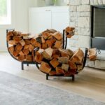 FireProof Pros Firewood Rack Outdoor and Indoor Firewood Storage with Kindling Wood Hooks. 24.5 in curved Double Coated Fire Wood Rack. Waterproof Rustproof Stable Log Holder and Fireplace Organizer - Image 7