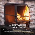 SUNJOY Outdoor Fireplace with Wood Storage and Chimney, Patio Wood Burning Fire Pit with Mesh Spark Screen Doors, Fire Poker, and Removable Grate, for Patio Garden Deck Backyard, Copper and Black - Image 3