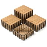 Goplus Interlocking Deck Tiles, 30 Pcs Acacia Wood Flooring Tiles, 12" x 12" Snap-in-Place Patio Tiles, Decking for Poolside, Porch, Balcony, Lawn, Garden, 29 Sq.ft Coverage