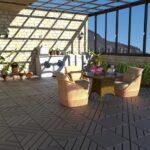 kejector 44 Pack Plastic Interlocking Deck Tiles,Patio Deck Tiles 12"x12" Square Waterproof Flooring Outdoor All Weather Use Slip-Resistant Decking Tiles for Poolside Balcony Backyard,Twill Lines - Image 2