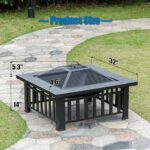 Panovue Fire Pit Table 32 Inch Square Metal Stove for Patio, Backyard, Garden | Multifunctional Outdoor Fireplace for Camping, Heating, Bonfire & Picnic - Image 5