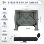 COBIZI Pop Up Gazebo Screen Tent Screen House for Camping, 8FTx8FT Screen Room with Sidewalls and Mosquito Netting, Hub Tent Instant Screened Canopy with Carrying Bag and Ground Stakes, Gray - Image 5