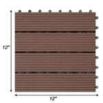 Sunnygalde 12"x12" Wood Plastic Interlocking Flooring Tiles 4-Slats Straight Pattern Interlocking Deck Tiles for Patio,Balcony, Porch, Backyard（6 PCS） - Image 5