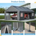 Thanaddo Carport 13'x25'x10' Heavy Duty with Roll-up Sidewall and Ventilated Windows, Portable Outdoor Garage for Car, SUV, Boat, Gray - Image 6