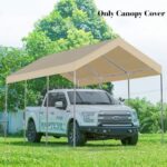 Rutile 10'x20' Carport Canopy ONLY Tent Garage Replacement Top Tarp Car Shelter Cover w/Ball Bungees Beige (Only Top Cover, Frame is not Included) - Image 7