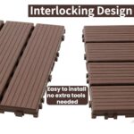 Plastic Interlocking Deck Tiles (44 PCS), 12x12 Inches Waterproof Outdoor Patio Flooring, Easy Snap Balcony Floor Tiles for Garden, Poolside, Backyard, Pathway, Indoor Use, Red Brown, Grid Pattern - Image 6