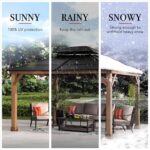 Sunjoy Hardtop Gazebo 11’ x 13’ Outdoor Cedar Framed Wood Gazebo with Black Double Steel Hardtop Roof Permanent Canopy for Garden, Backyard Shade… - Image 7
