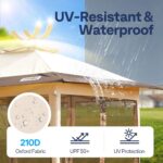 VIVOHOME Pop Up Gazebo 10x10ft Outdoor Canopy Tent with Mosquito Netting & 2 Tiers Roof for Patio Garden Backyard, Beige - Image 3