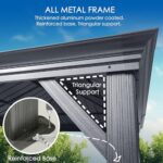 Kozyard Alexander 10' X 12' Hardtop, Aluminum Metal Gazebo with Galvanized Steel Double Roof Canopy, Curtain and Netting, Permanent Pavilion for Patio, Backyard, Deck, Lawn (Gray) - Image 4