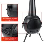 SINGLYFIRE Prairie Fire Outdoor Chiminea Fireplace Deck or Patio Backyard Wooden Fire Pit with Chiminea Cover Rust-Free Iron Black - Image 5