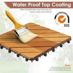 PrimeZone 9 PCS Solid Acacia Wood Interlocking Patio Deck Tiles - 12" x 12" Indoor Outdoor Waterproof Flooring Tiles for Balcony, Backyard & Poolside, All Weather Use, Natural Wood, Diagonal - Image 8