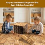 VICTORY RELAX Acacia Wood Decking Tiles 9PCS - Easy Snap Interlocking Deck Tiles for Patio Poolside Balcony Decor - All Weather Waterproof Flooring for Indoor & Outdoor (Round Joints) - Image 5