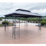 Outdoor Patio Gazebo 10'x13' with Double Roof, Heavy Duty Canopy Party Tent Shelter with Mosquito Nets, Easy Setup Patio Pergola with Steel Frame Strong Legs for Backyard, Garden, Lawn (Grey) - Image 4