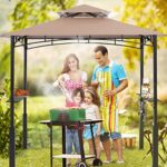 ABCCANOPY 8x5 Grill Gazebo - Outdoor BBQ Canopy Shelter with Led Light for Patio Backyard Grilling (Khaki) - Image 2