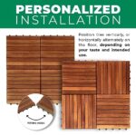 Solid Wood Interlocking Flooring Tiles (Pack of 10, 12" x 12"), Solid Wood Deck Tiles Interlocking, Patio Tiles Outdoor Interlocking Waterproof All Weather (12, 9 Slat) - Image 5