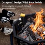 Verdelxue 35 Inch Octagonal Fire Pit with Cooking Grill,Outdoor Wood Burning Fire Pit for Camping Outside Picnic Bonfire,Heavy Duty Firepit for Backyard Garden Patio - Image 4