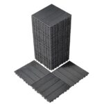 VEVOR Interlocking Deck Tiles, 36 Pack,11.6"x11.6" 36 sq. ft Plastic Waterproof Outdoor Flooring All Weather Use, Patio Floor Decking Covering Tiles for Porch Poolside Balcony Backyard, Dark Grey