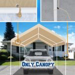 Rutile 10'x20' Carport Canopy ONLY Tent Garage Replacement Top Tarp Car Shelter Cover w/Ball Bungees Beige (Only Top Cover, Frame is not Included) - Image 5
