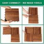Solid Wood Interlocking Flooring Tiles (Pack of 10, 12" x 12"), Solid Wood Deck Tiles Interlocking, Patio Tiles Outdoor Interlocking Waterproof All Weather (12, 9 Slat) - Image 3