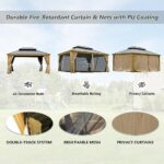 12’ x 16’ Hardtop Gazebo Outdoor Aluminum Wood Grain Gazebos with Galvanized Steel Double Canopy for Patios Deck Backyard,Curtains&Netting by domi outdoor living - Image 6