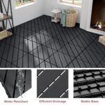 VANCASTLE Interlocking Floor Tiles, 12" x 12" Outdoor Flooring，All-Weather Waterproof Deck Tiles for Patio/Poolside/Garage/Gym, 1 Sq Ft Coverage per Tile, Easy to Install, Dark Grey/9 Pack - Image 3
