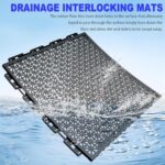 16 PCS Modular Interlocking Cushion Interlocking Floor Tiles with Hole Drainage Tiles Mat 10" x 10" Non Slip Pool Deck Mat Outdoor for Drain Deck Pool Patio Shower Kitchen Balcony(Black) - Image 2