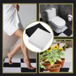 Tinideya 50 Pcs Drainage Interlocking Floor Tiles, 12'' x 12'' Soft TPE Non Slip Shower Floor Tiles for Pool Bathroom Shower Balcony Patio Locker Room Basement Stairs(Black and White) - Image 7