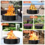 60IN Heavy Duty Fire Pit Ring for Outside - Large Wood Burning Fire Pits&Outdoor Fireplace,High Heat Resistant,12'' Raised,Galvanized Steel Bonfire Pit Portable for Camping,Backyard,Patio - Image 8
