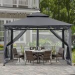 ABCCANOPY Gazebos for Patios 10x12 - Outdoor Steel Frame Gazebo with Mosquito Netting for Lawn Backyard Garden Deck (Dark Gray) - Image 2
